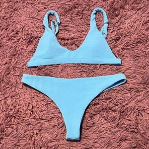 light blue ribbed bikini set